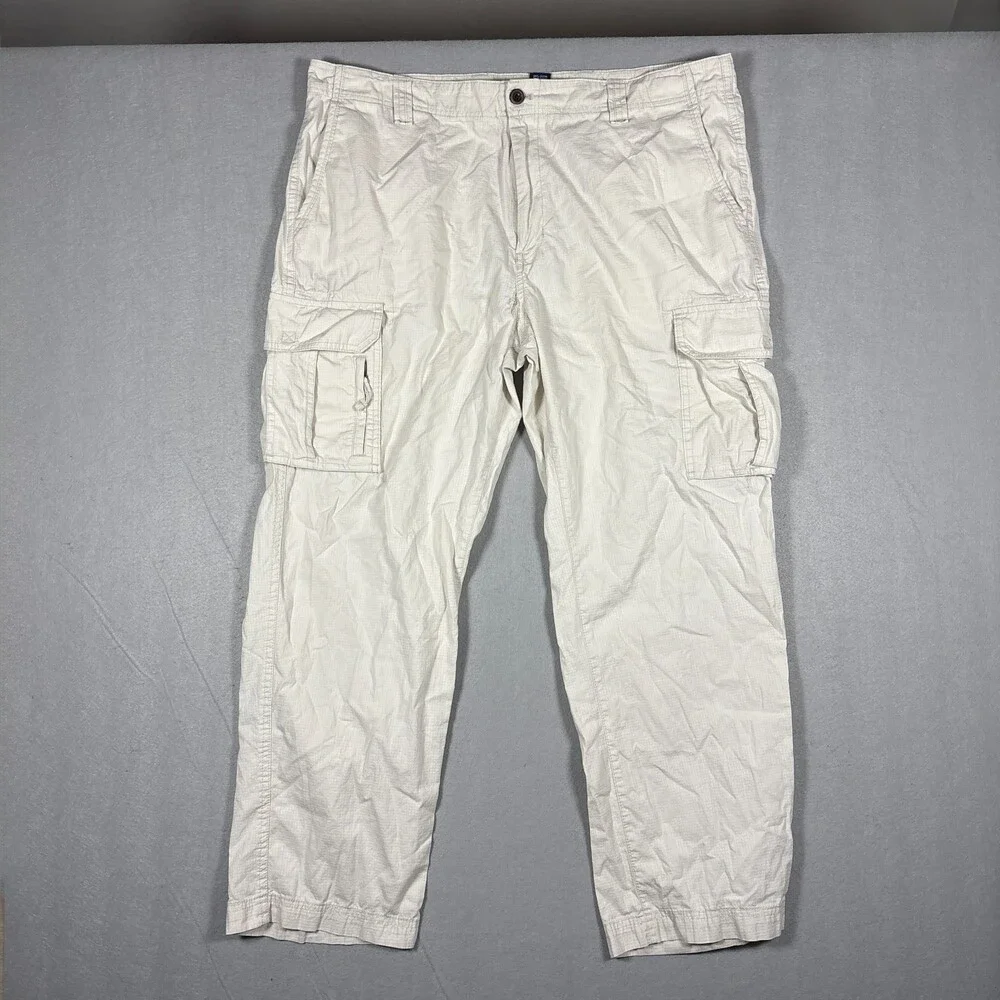 VIntage Chaps Men’s Lightweight Cotton Ripstop Cargo Pants White Cream 38x30